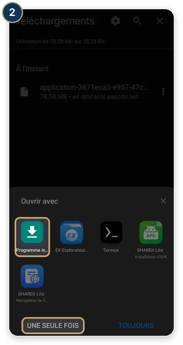 Étape 2 : Choisissez « Programme d'installation », puis « Une seule fois ».