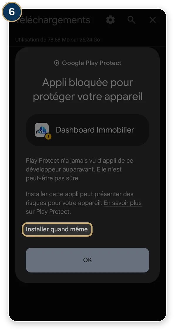 Étape 6 : Touchez « Installer quand même ».